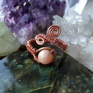 Sunstone Adjustable Copper Wirewrapped Ring